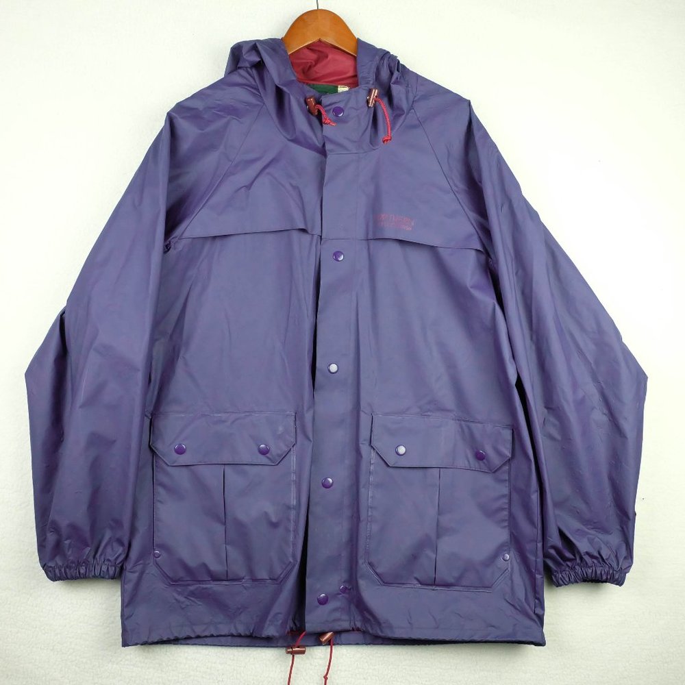 Vintage Mens Rain Coat Large Purple Nylon Waterproof Northern Reflections 80s